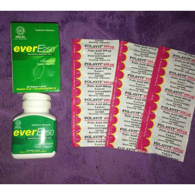 VITAMIN-BUMIL- EVER E 250IU DAN FOLAVIT 400MCG( PAKET PROGRAM HAMIL ) -IBU-HAMIL.