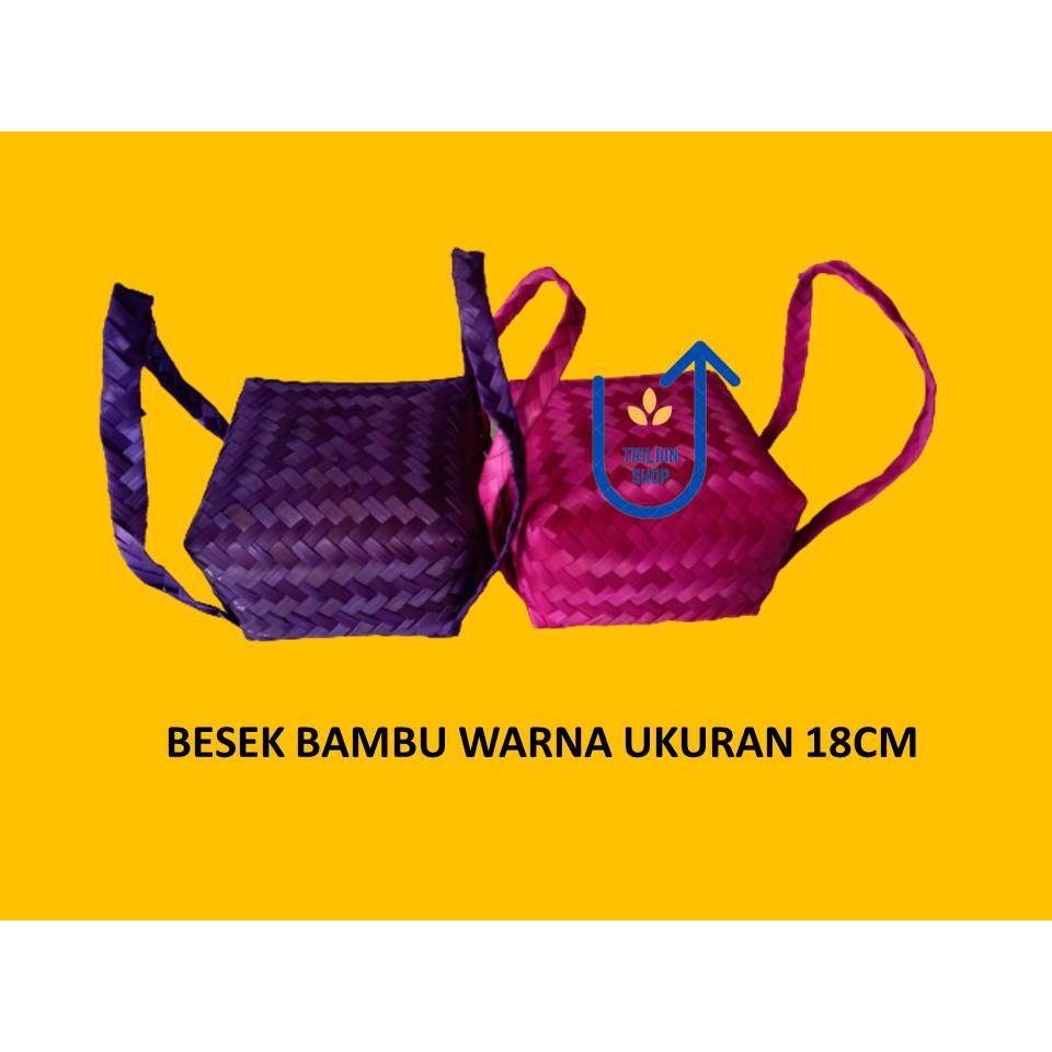 

[ Halodul ] Besek Bambu Ukuran 18cm Warna Dilegkapi Tentengan Unik | besek bambu hampers lebaran