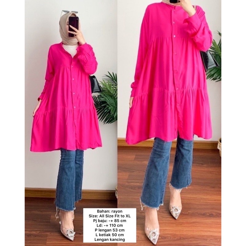 Tunik Rayon Viscose  Premium / Tunik Polos / Tunik Rayon Crincle