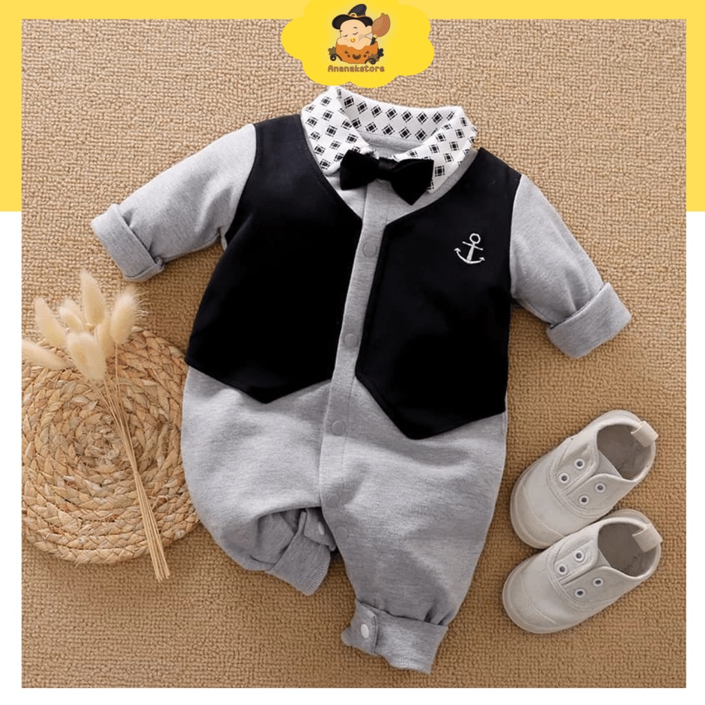 ananakstore - jumper anak keren motif tuxedo jangkar hitam premium