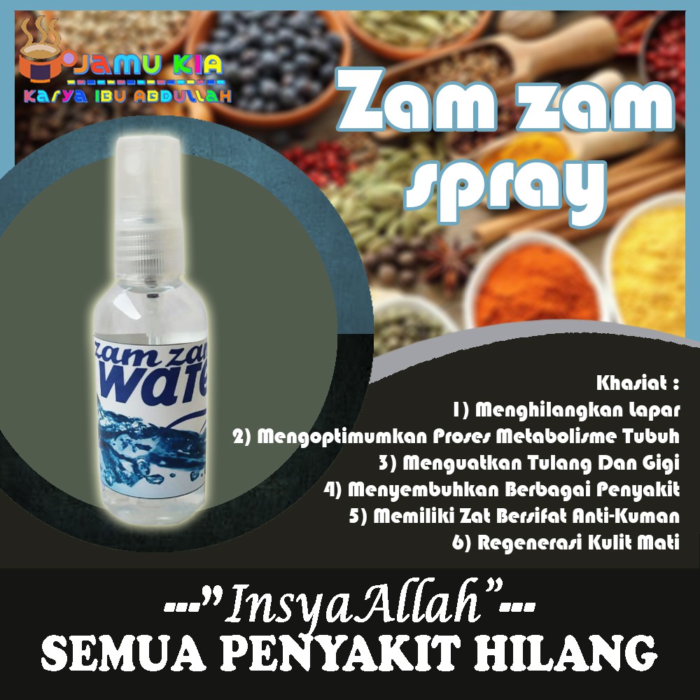 

ZAM ZAM SPRAY ATAU AIR YANG TELAH DIDOAKAN NABI SANGAT BAIK UNTUK SEGALA MACAM PENYAKIT