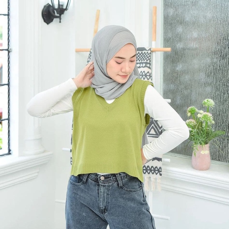 Nara Grosir - Natha Crop Vest | Fashion Terkini | Sweater Termurah