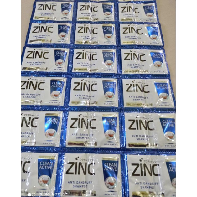Zinc Anti Dandruff Shampoo, shampoo sachet Zinc satu renteng, Zinc Shampoo Sachet Renceng isi 12x2, 