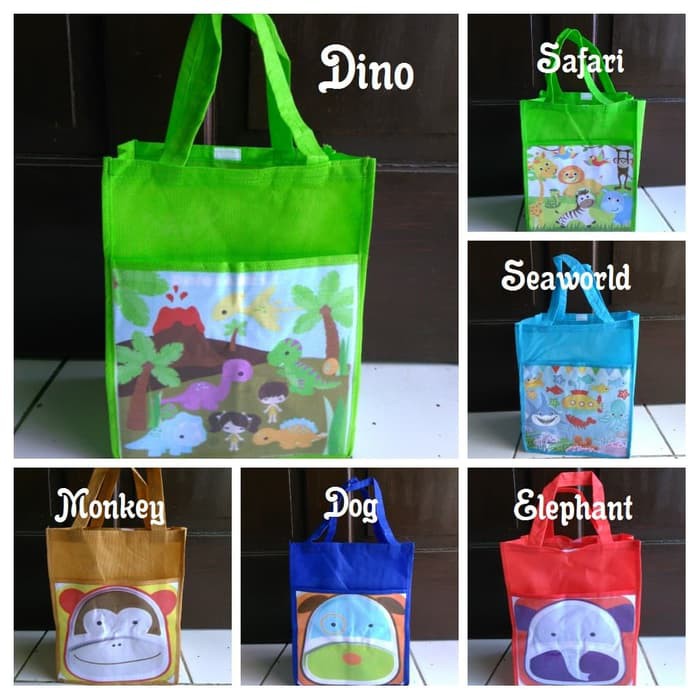 

tas souvenir ultah/bingkisan/goodie bag animal spunbond printing murah