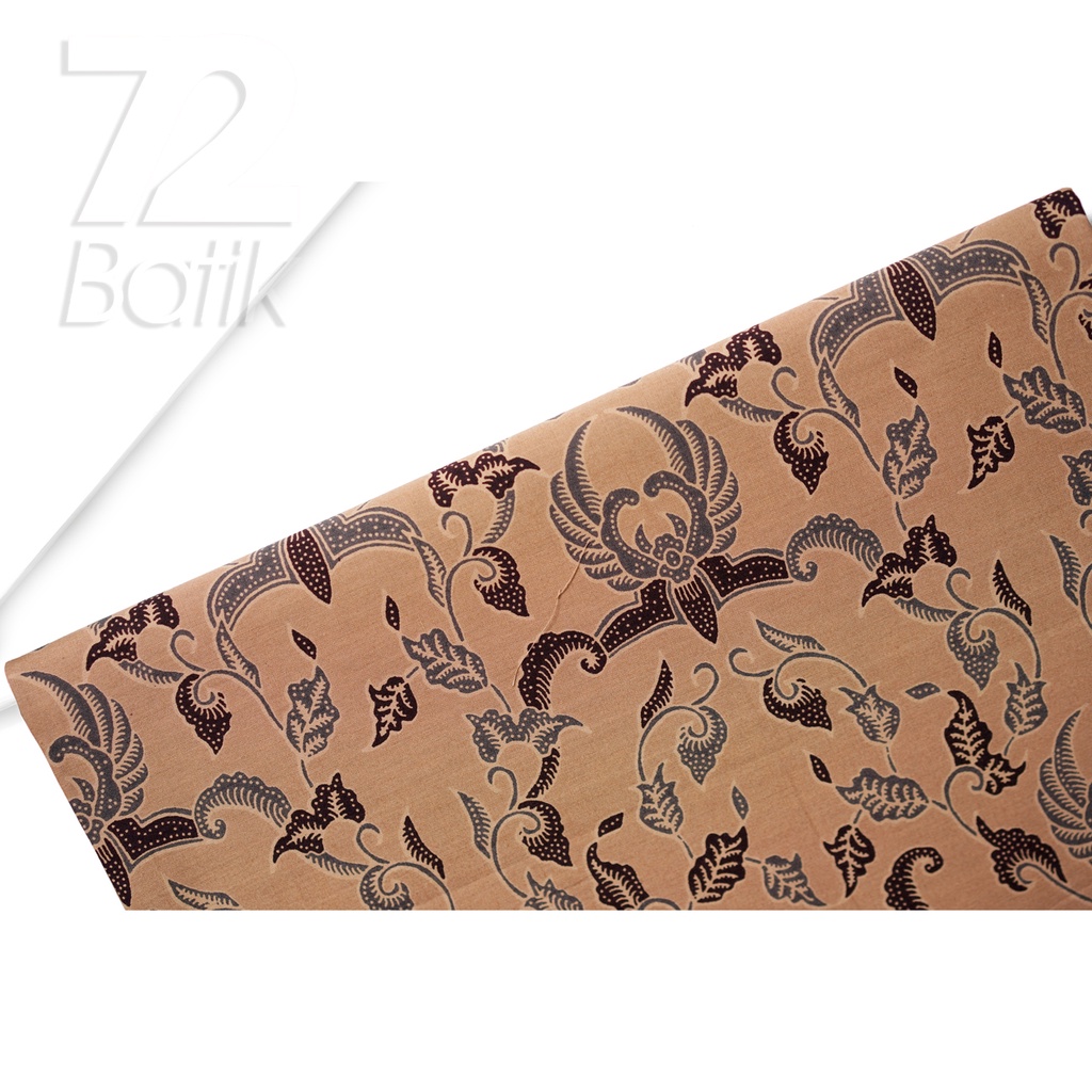 KAIN BATIK PREMIUM Bahan Katun Motif Kembang Crown Warna Cream 721389 Cap 72 Jarik Jarit Samping Kebat Panjang Batik Katun Modern Premium Bahan Seragam Batik Pernikahan Kantor Keluarga Murah Kamen Jadi Batik Bali Lembaran