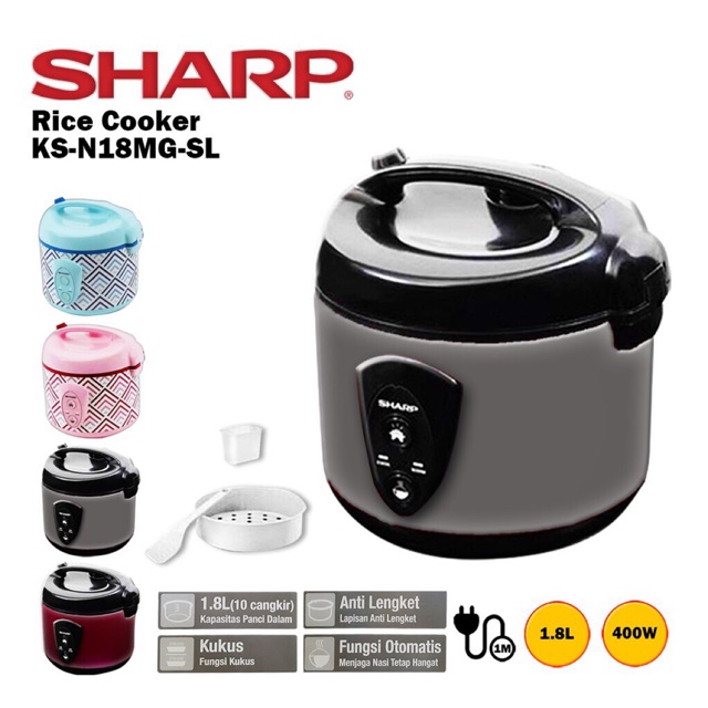 Magic Com Sharp 1,8 Liter (Penanak, Penghangat, Pengukus)