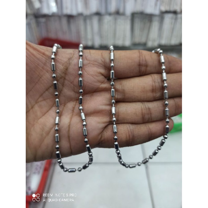 KALUNG MONEL MODEL BAMBU PANJANG 75CM WARNA SILVER