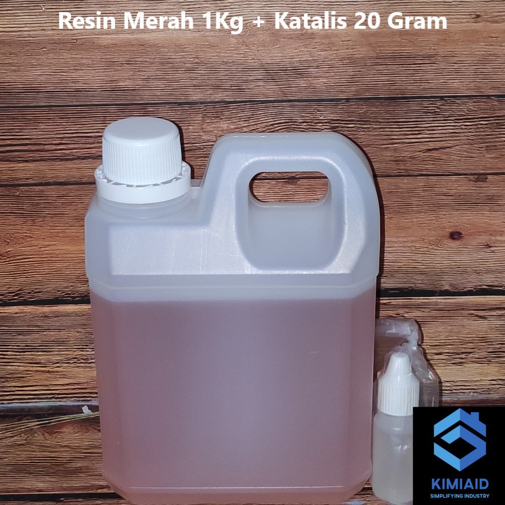 Resin Merah 1Kg + Katalis - Kerajinan Tangan - Resin Polyester Merah - Resin Yukalac SHPCP - Fiber