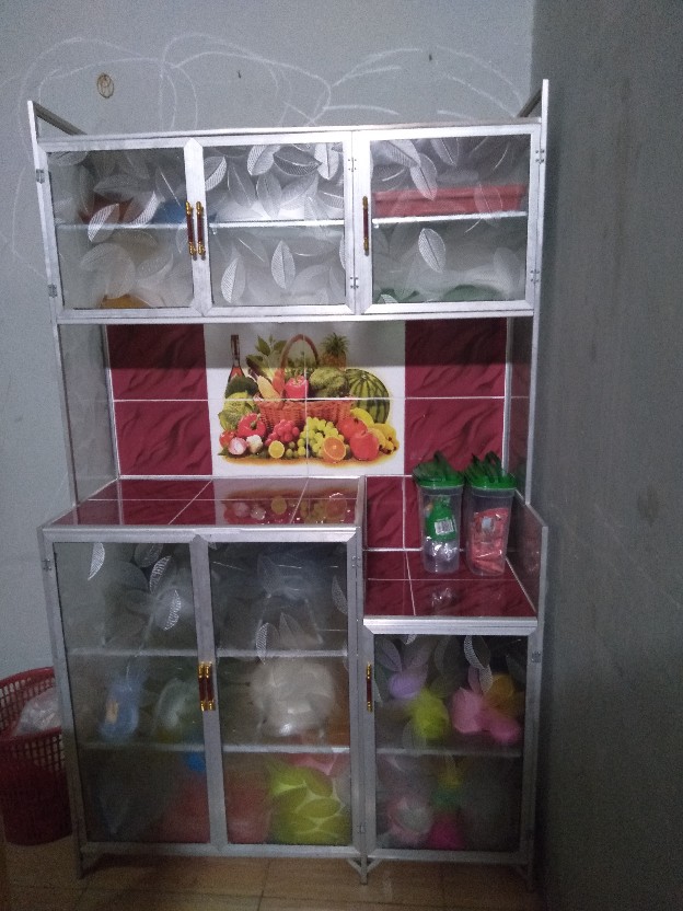 Rak Piring Magic Pintu 3 Alumunium Keramik Lemari Dapur Kitchen Set