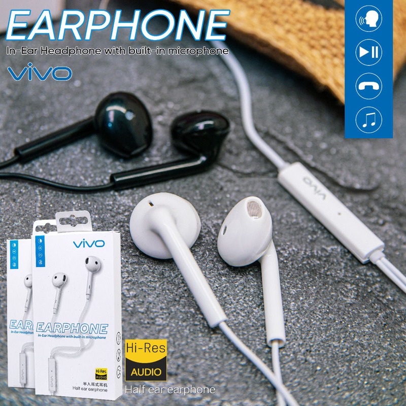 HEADSET VIVO ORIGINAL EARPHONE HF VIVO ORIGINAL PACKING PREMIUM IMPORT