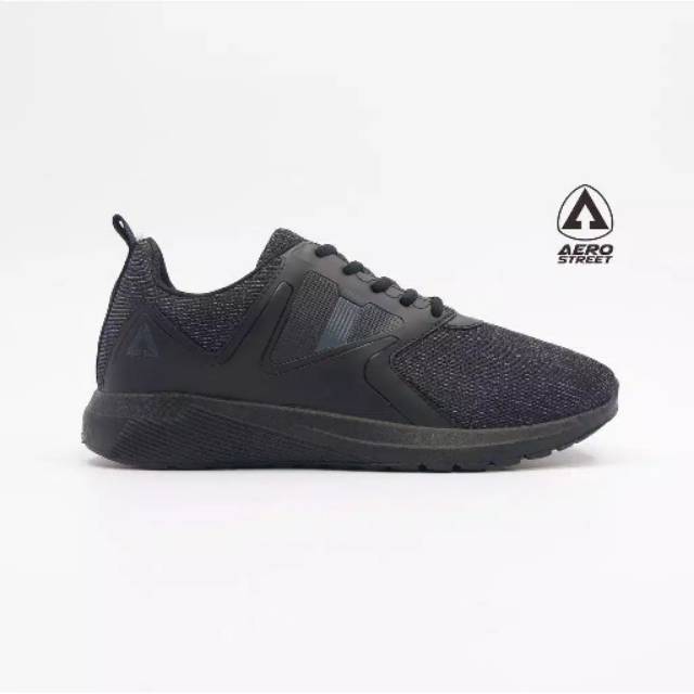 Aerostreet 40-43 Motion+ Full Black - Sepatu Sneakers Casual Sport Sekolah