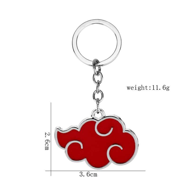 Naruto Ninja Kunai Weapon Modle Keyrings Konoha Symbol Akatsuki Red Cloud Pendant Key Chains Car Bags Keyfob Trinket