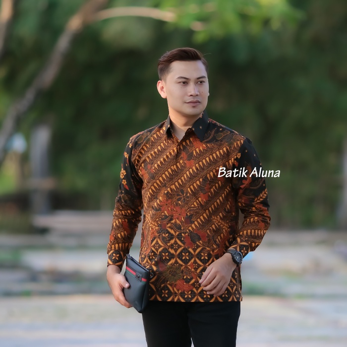 Batik pria lengan panjang Baju Kemeja Batik Pria Premium Lengan Panjang Jumbo Reguler PL 096