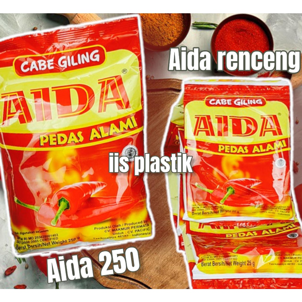 AIDA Cabe Giling Pedas Alami Bumbu Cepat Saji 25gr (renceng) dan 250 gr