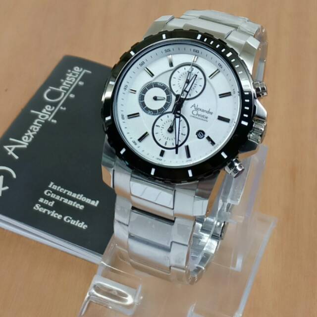 New... Jam Tangan Pria Alexandre Christie Rantai Silver AC6141 Original