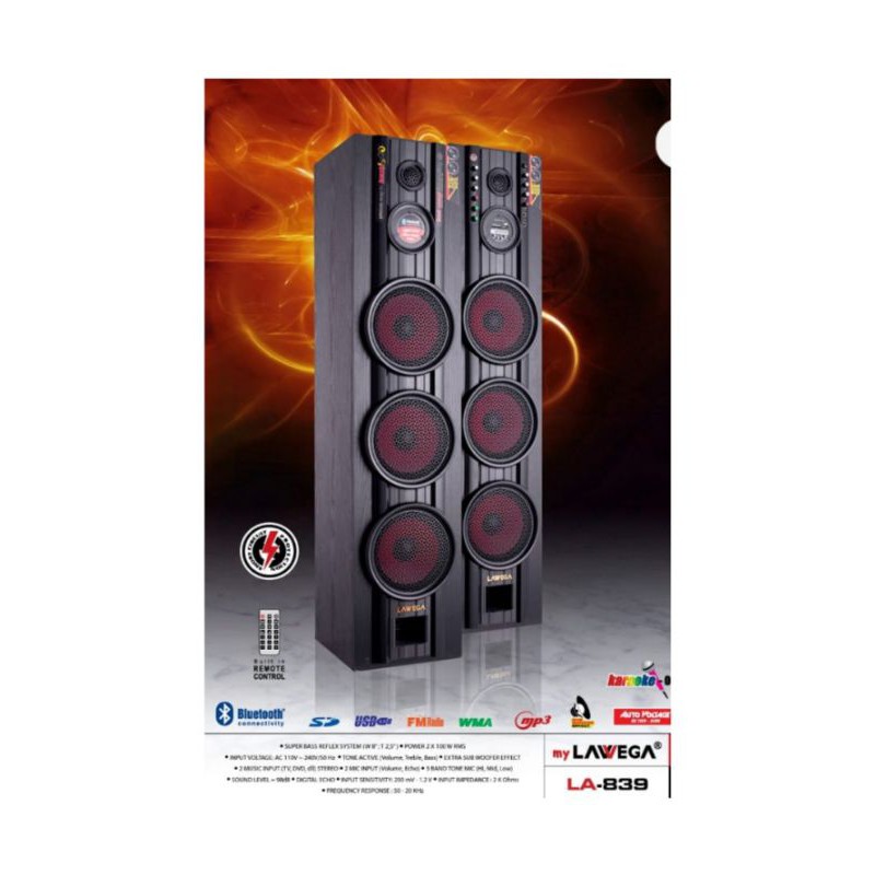 Speaker active Lawega LA-839 Bluetooth DISCO LIGHT Kargo Kayu