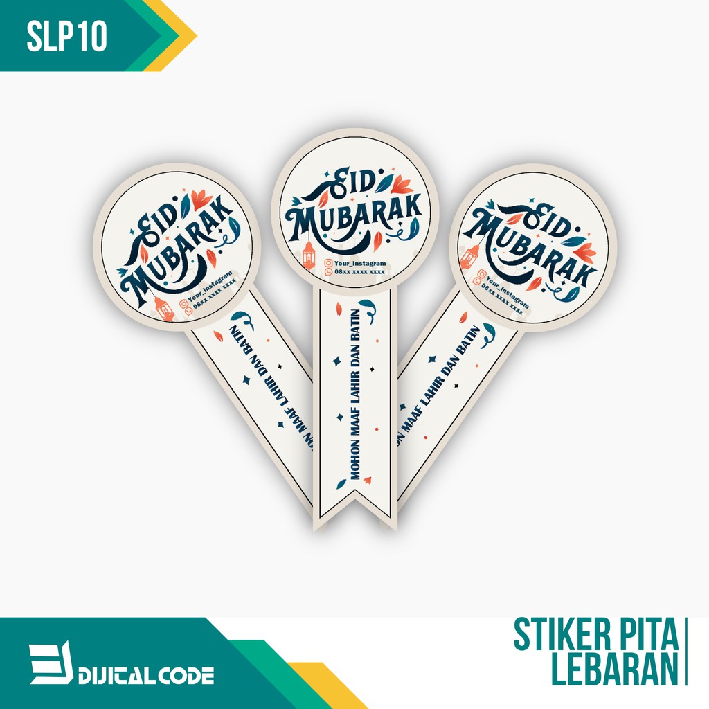 

SLP10 Stiker Label Parcel Toples Kue Lebaran Idul Fitri Bentuk Pita