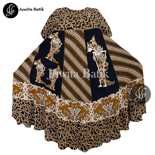 Juwita Batik - Daster Payung Jumbo LD 130 3XL Wayang 4 Klok Pola - Kancing Dada Busui Friendly