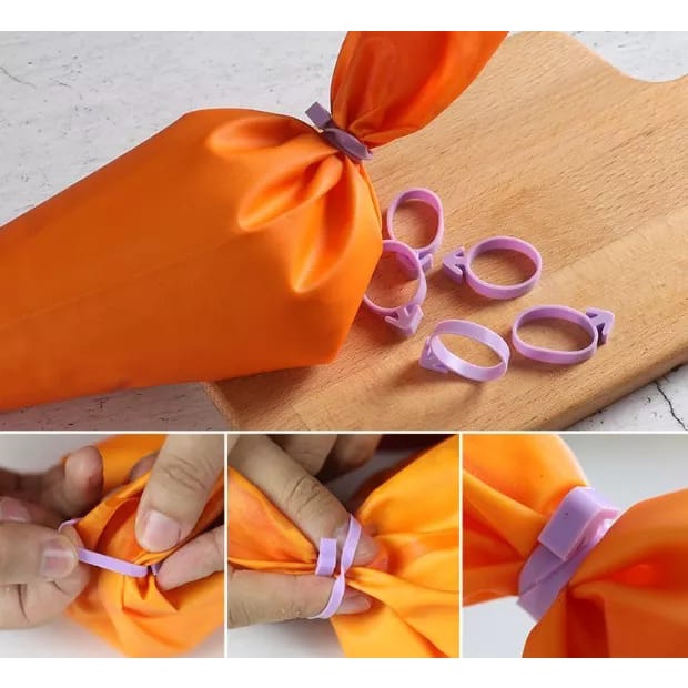 Karet pengikat Piping Bag Icing Silicone / Karet Pengikat plastik bahan Silicone Tali Pengikat Serbaguna