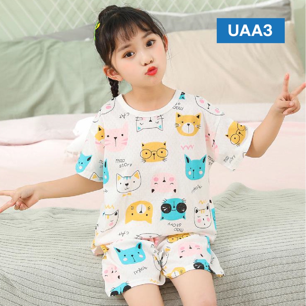 LAPAGO - Piyama Anak Perempuan Setelan Baju Tidur Lengan Pendek Usia 2-8 Tahun Type UAA