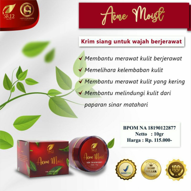 

ACNE MOIST CREAM SR12 HERBAL / CREAM JERAWAT / OBAT JERAWAT / CREAM BRUNTUSAN