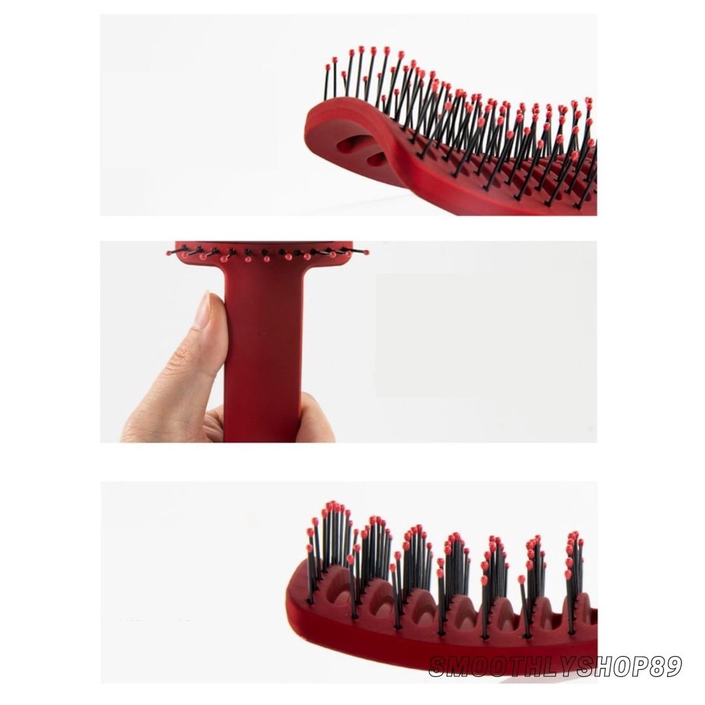 Hair Brush / Sisir Rambut Bentuk Kotak dengan Gagang Bulat Magnet dan Sisir Rambut Bentuk Kotak dengan Gagang Gepeng - FBS750/YBS650