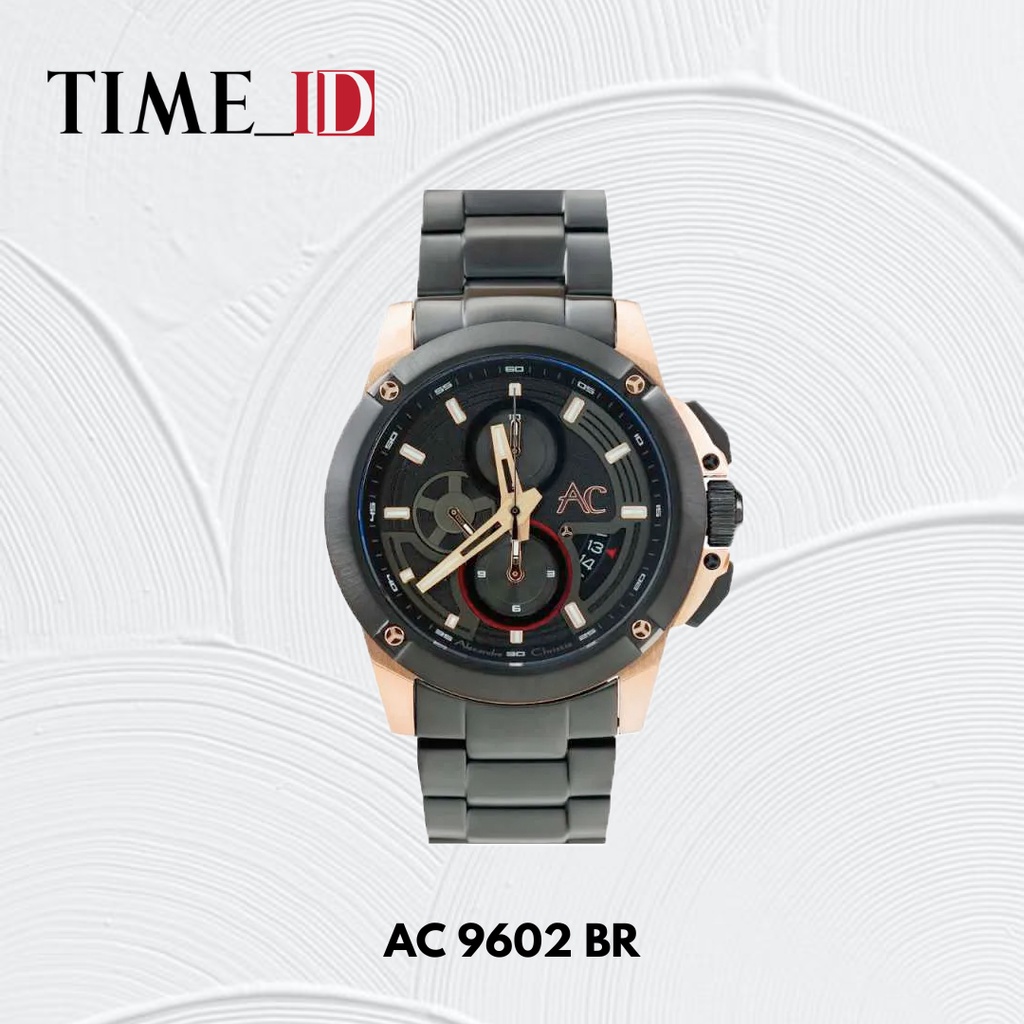 Jam Tangan Alexandre Christie 9602 BLACK ROSEGOLD Pria