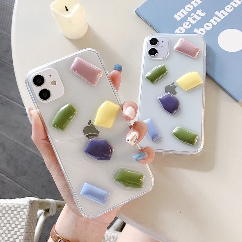 Gem Stone Case Iphone Oppo Vivo Samsung Realme 3 5 6 7 8 Pro C11 C15 C12 C17 C21 C25 C20 Redmi Note