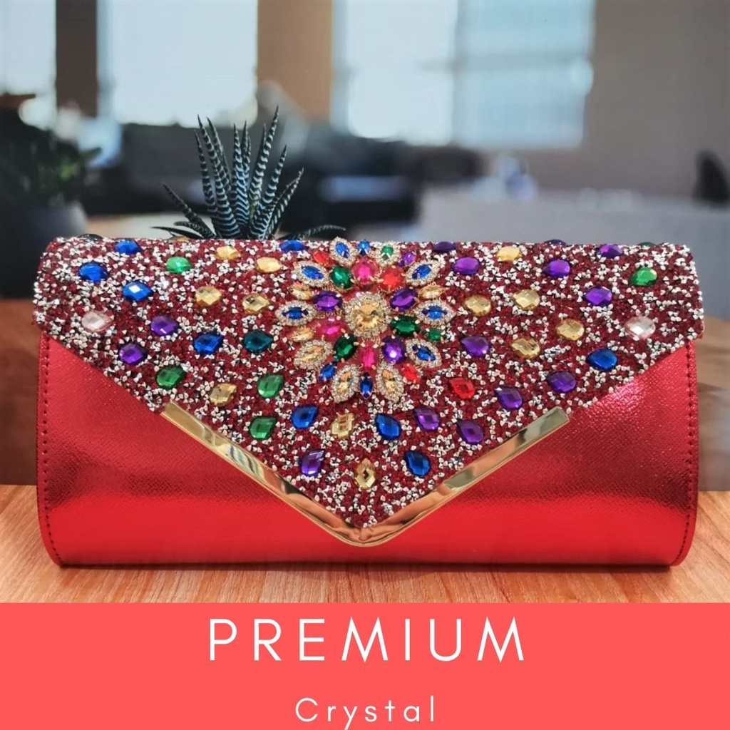 TAS PESTA CLUTCH KONDANGAN KRISTAL SWAROVSKI IMPORT MAC 67 HANDBAG HAND BAG SELEMPANG SLEMPANG SLING BAG JINJING TALI RANTAI WANITA CEWEK CEWE PEREMPUAN FASHION TERBARU KEKINIAN MEWAH ELEGAN IMPORT