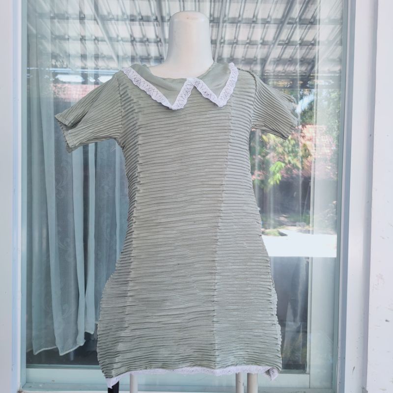Dress Anak Turun Naik 1 2 3 4 5 Tahun cewek perempuan motif polos kerah korea ( Dress Kerah Polos)