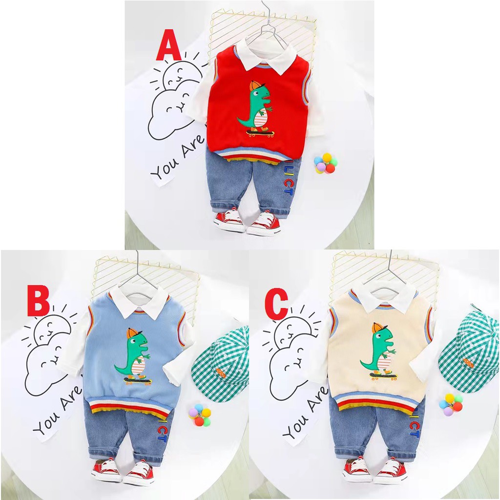 SETELAN 3IN1 BAJU ANAK IMPORT 1thn-5thn SKU0100