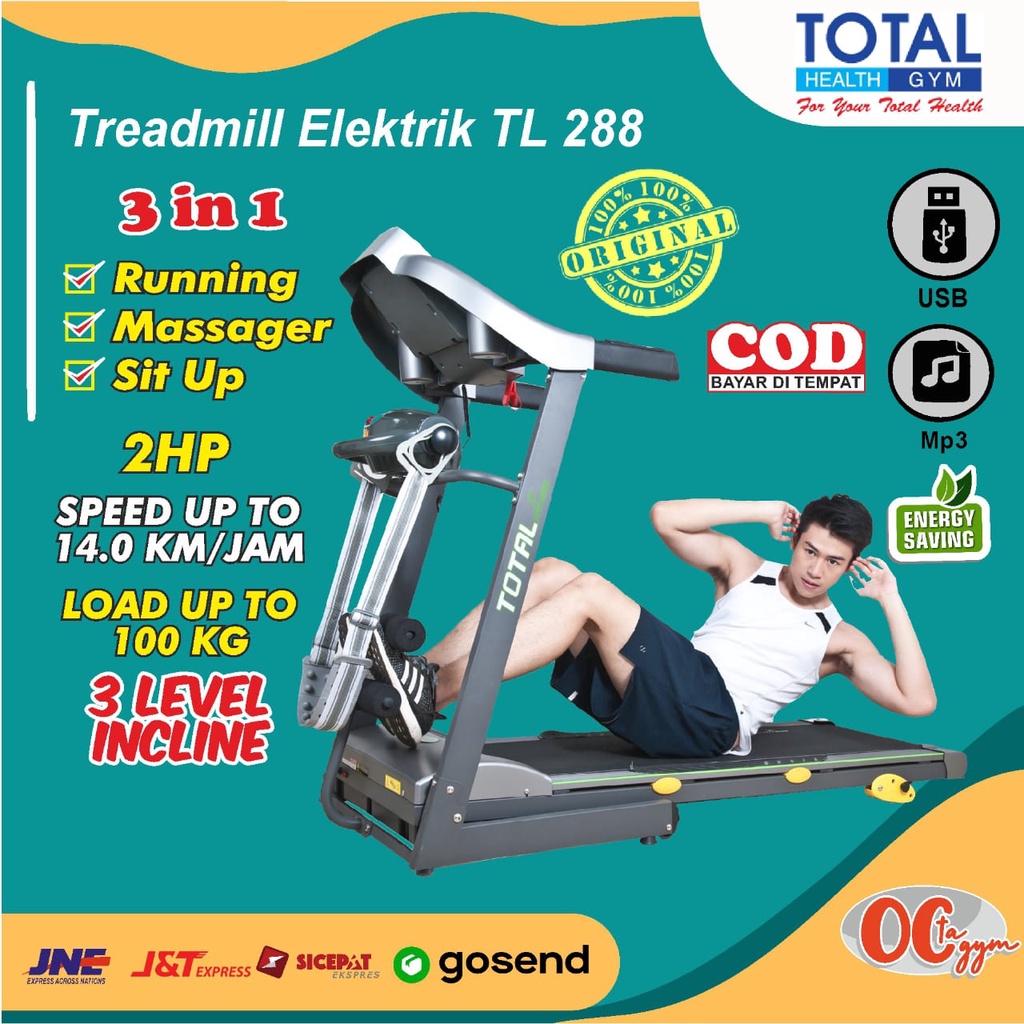 Treadmill Alat Fitnes Fitness Olahraga Gym Sepeda Statis Perlengkapan Lari Treatmill Murah Body Trim