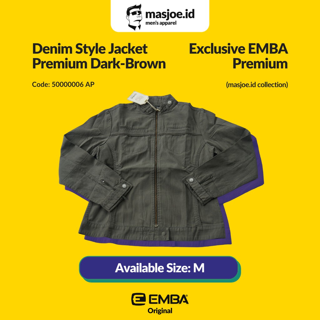 Jaket Jeans Denim Pria EMBA Original - Premium Dark Brown