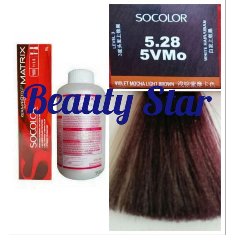 MATRIX SOCOLOR NO. 5.28 / 5VMo VIOLET MOCHA LIGHT BROWN DAN OXYDANT