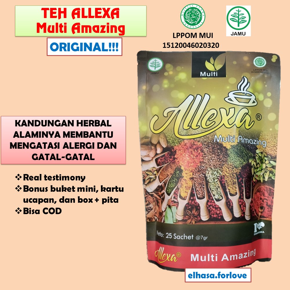 

HERBAL ALERGI DAN GATAL ALLEXA MULTI AMAZING – TEH HERBAL HALAL DAN BPOM UNTUK MENGATASI ALERGI DAN GATAL – HERBAL ALAMI ALERGI DAN GATAL ALLEXA MULTI AMAZING ISI 25 SACHET AMAN DAN ORIGINAL