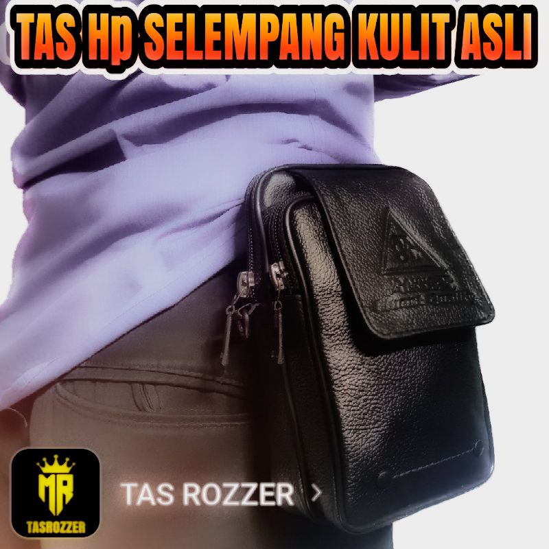 Tas hp kulit asli pria bisa diselempang dan di pinggang tahan api