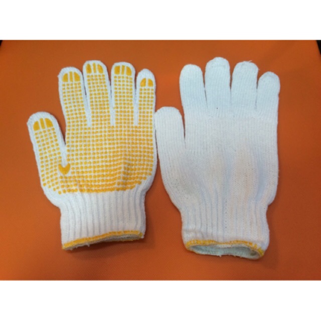 1 PASANG Sarung Tangan PUTIH Bintik Kuning 5 benang KUDA TERBANG / Working Glove