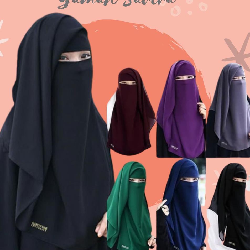 Bagus Niqab Cadar Yaman Savira Mini / Cadar Chifon Fine Niqab Yaman Panjang 72cm Double Hycont