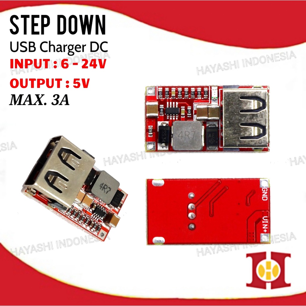 DC Step Down USB 6V 24V ke 5V 3A Modul Converter