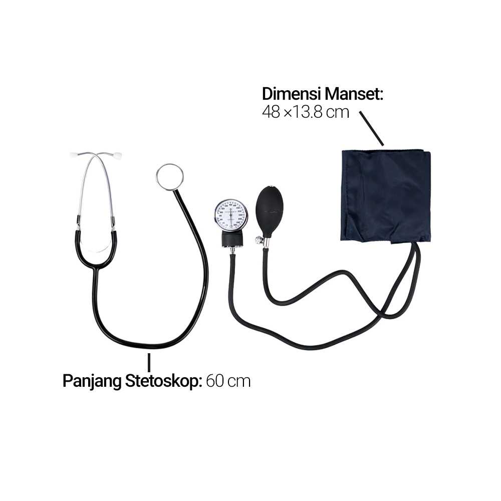ANEROID Sphygmomanometer Set Stetoskop &amp; Pengukur Tekanan Darah - 0197