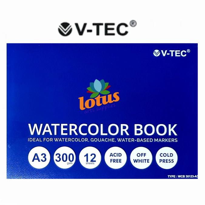 

V-Tec Watercolor Book A3 300Gsm 12Lembar