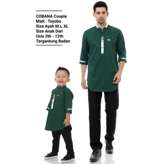 Baju Koko Kurta Couple Ayah Dan Anak Original Cobana Lengan 3/4