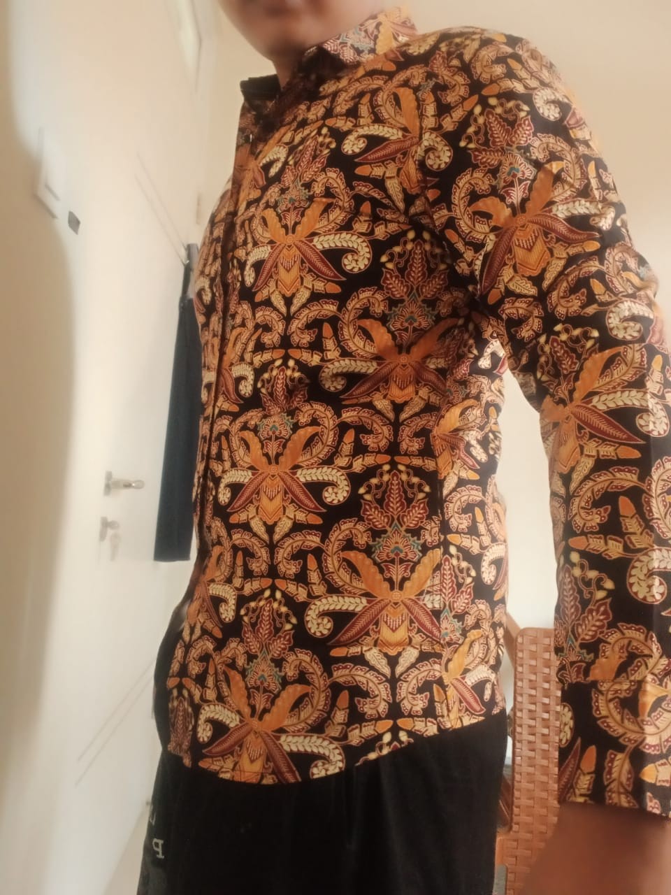 [gridline - Ls026 Blue & Grey] Kemeja Batik Slimfit Pria Katun Lengan Panjang