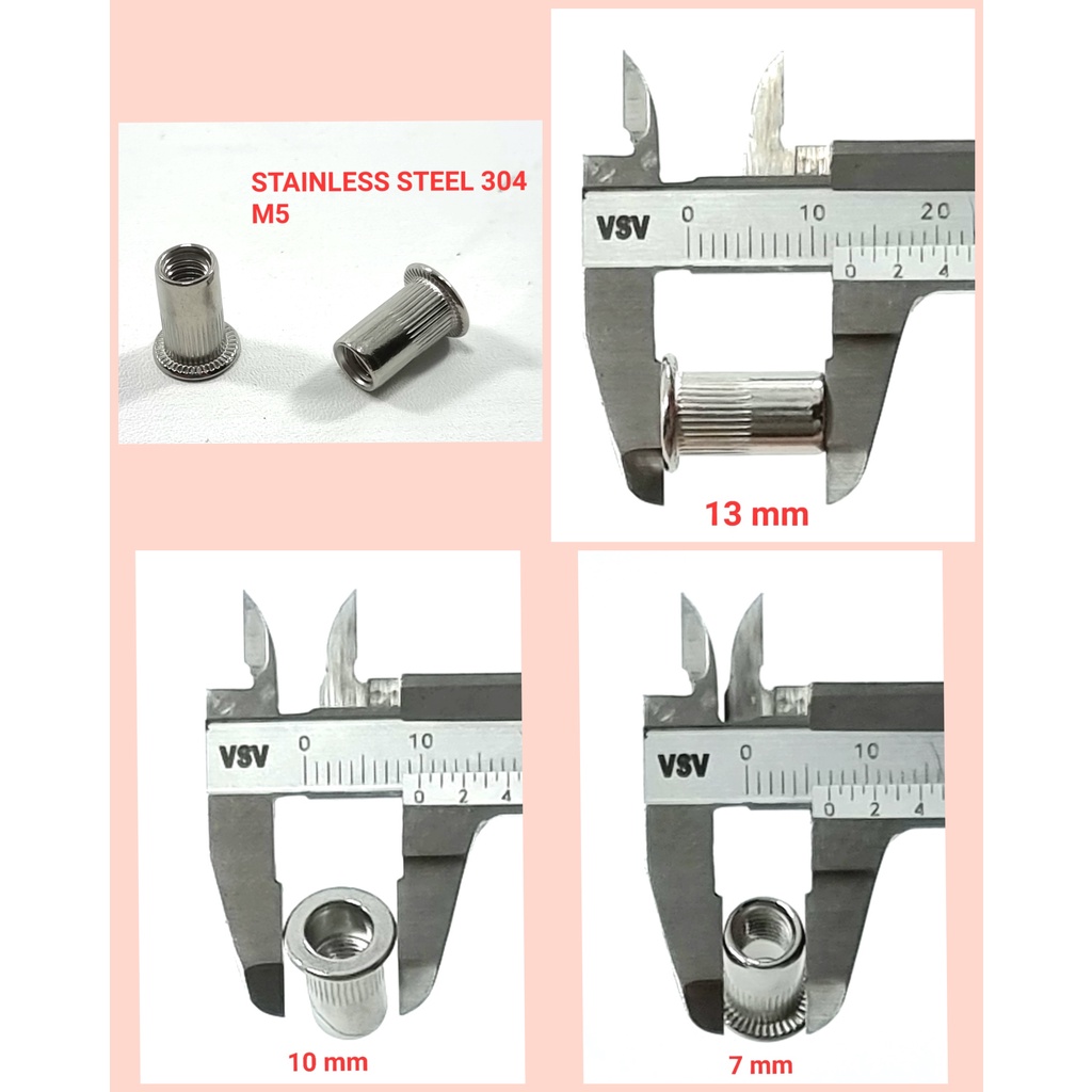 Rivet Nut M5 GALVANIS/STAINLESS STEEL/ALUMINIUM Mur Rivet Tanam Rifnut Nutsert