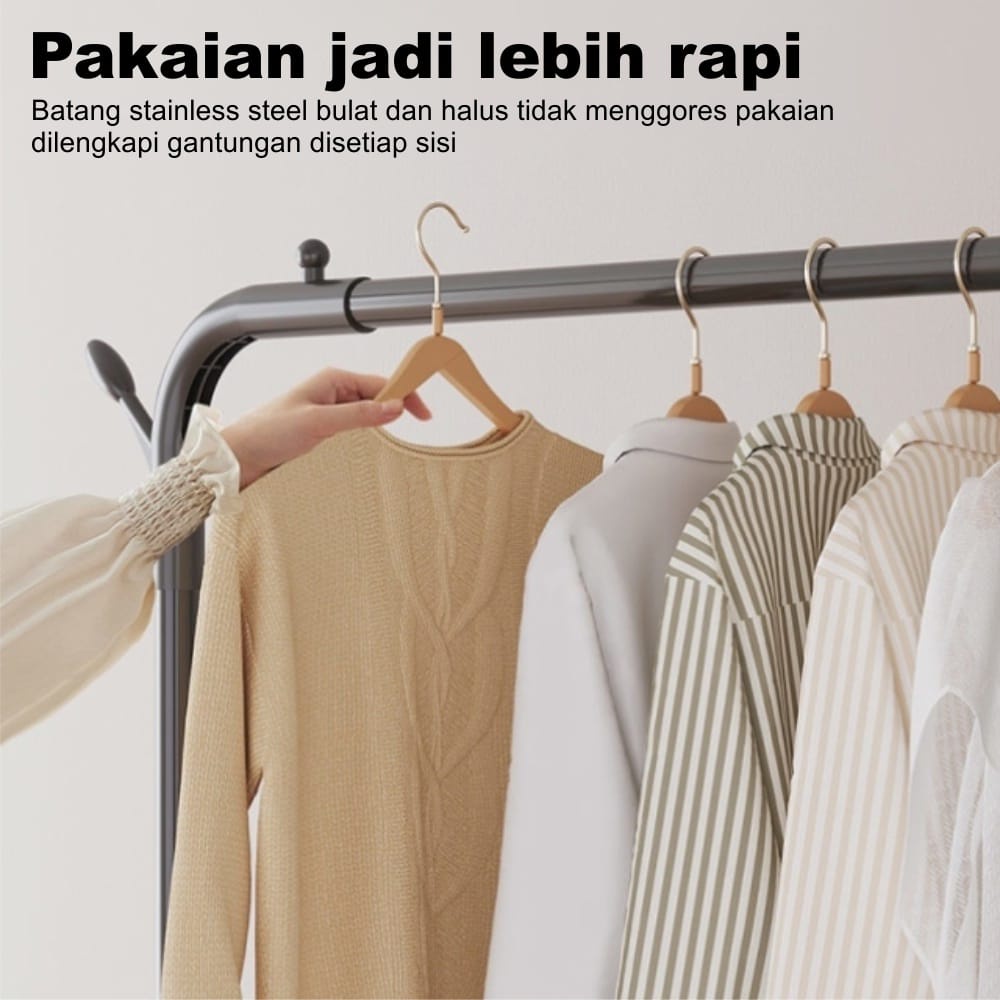 Sutera99 Rak Besi Gantungan Stand Hanger Baju Pakaian Stand Hanger Gawang Besi Kuat Putih Hitam Butik Display