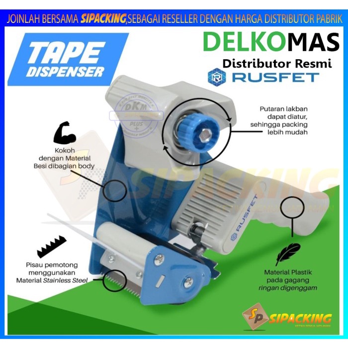 

Terbatas Rusfet Tape Dispenser Alat Potong Lakban Gagang /Alat Pemotong Lakban Promo
