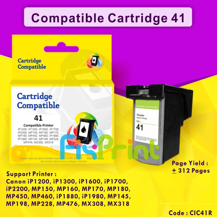 Cartridge Recycle Canon CL41 41 CL-41 Refill Tinta Printer iP1980 iP1880 MP145 MP198 MX308 MX318