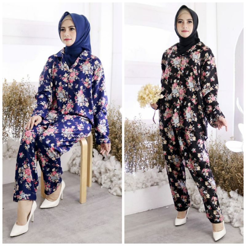 Setelan Muslim Randa baju dan celana bahan rayon | piyama| baju tidur