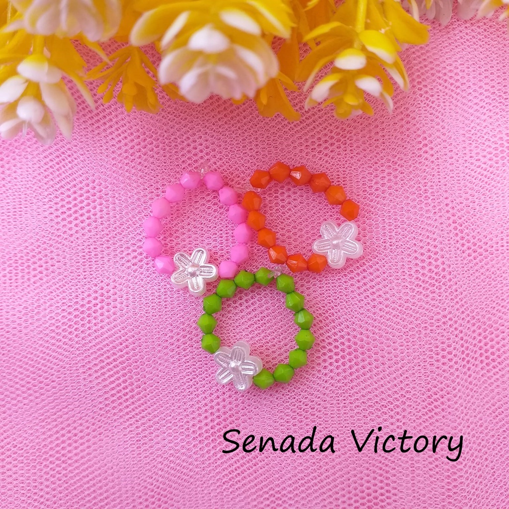 Senada Victory Cincin Anak Isi 3 Pcs Cincin Manik Anak Warna Aksesoris Wanita SC02