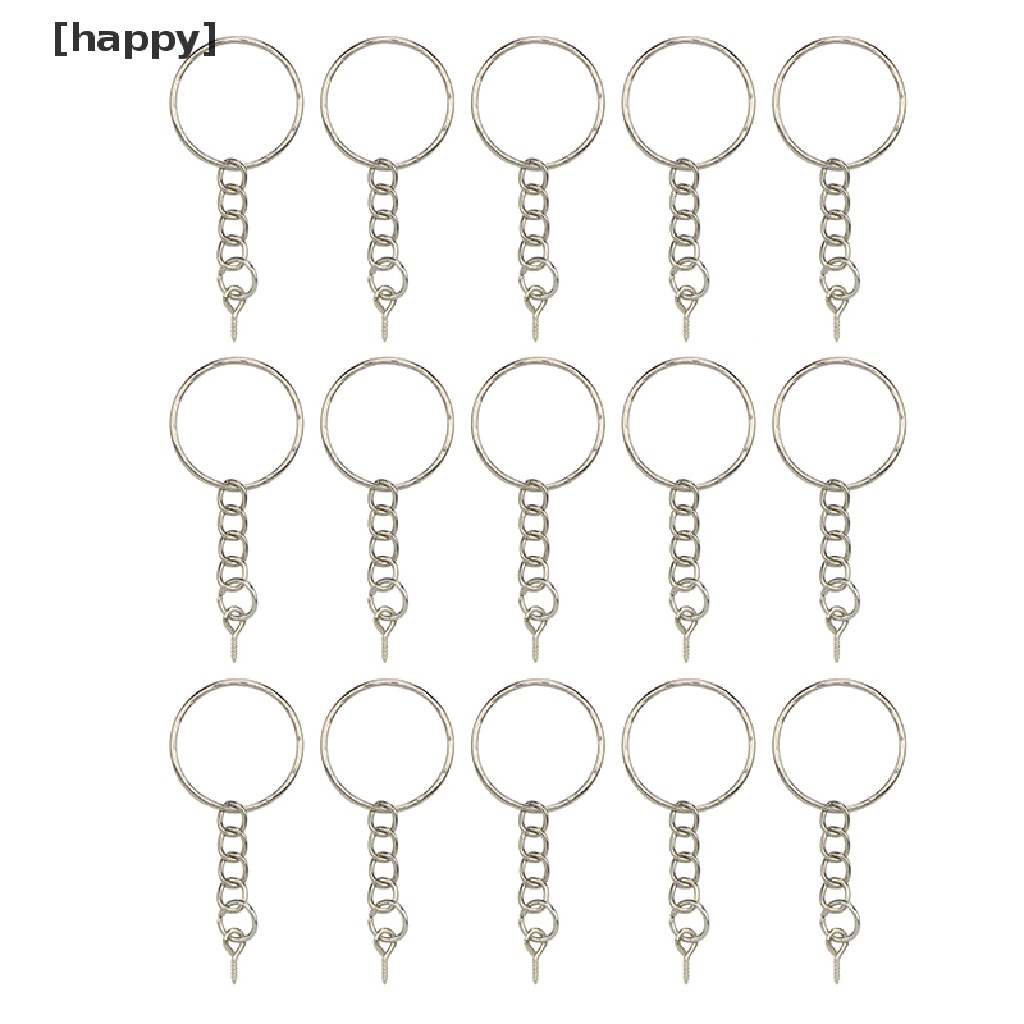 HA 40Pcs Polished Key ring Screw Eye Short Chain Split Ring Connector DIY Jewelry ID